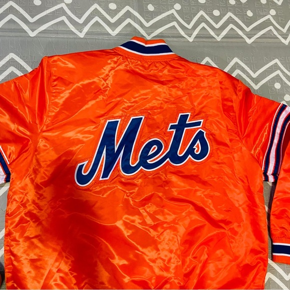 Vintage retro starter New York Mets orange varsity bomber jacket - Picture 6 of 11